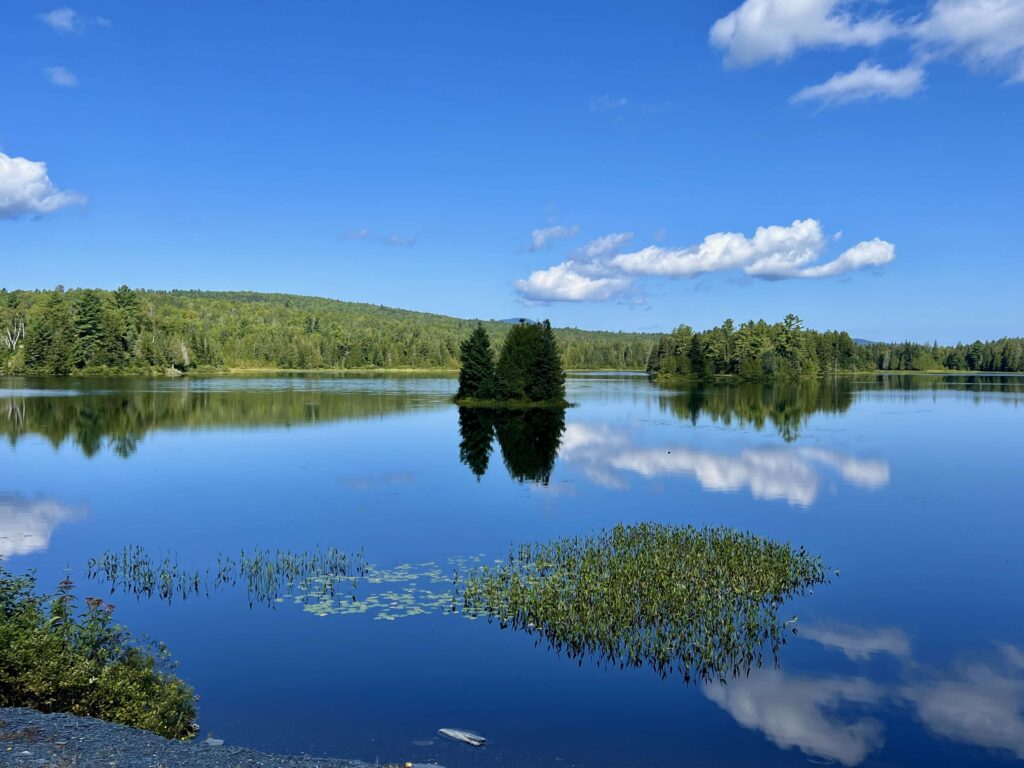 aerial view of lake in northern maine